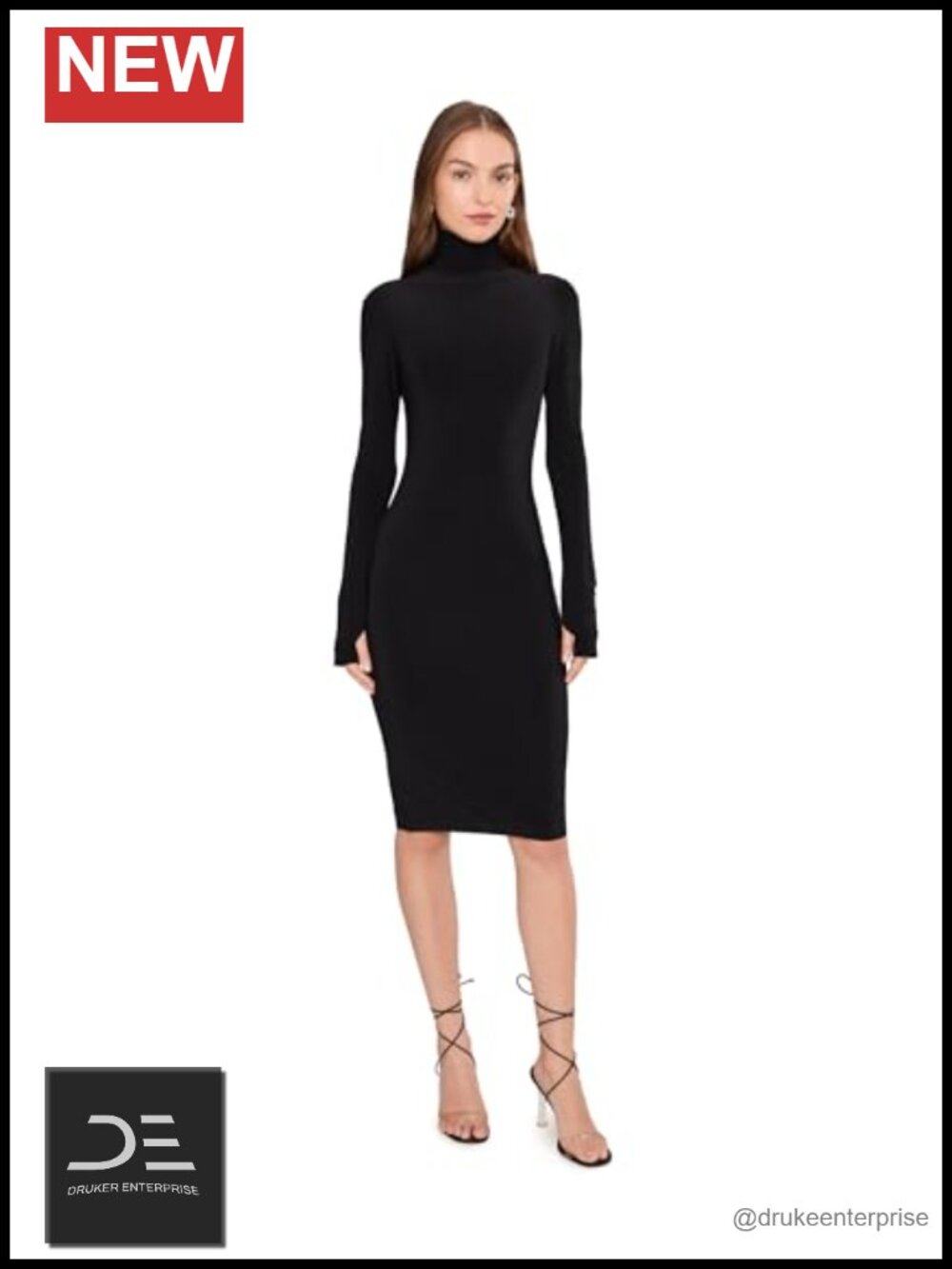 Knee Length Long Sleeve Turtleneck Dress